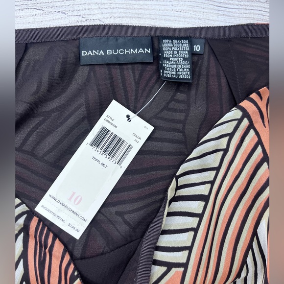 NWT Dana Buchman Abstract Leaf Midi Ruffle Hem Lined Silk Skirt Size 10 💗 - Picture 6 of 6